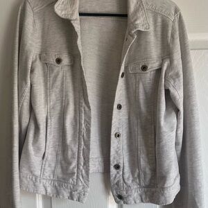 Heather grey off white Synergy Organic clothing cotton Button-Up Jacket